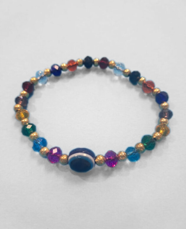 Navagraha double nine planet beads with  evil eye and gold spacers