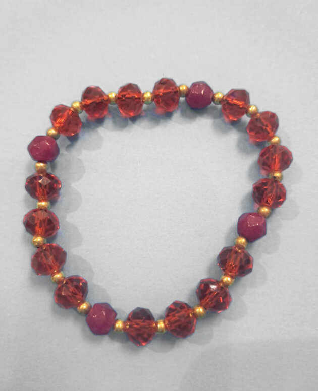 Dark red agate with red translucent beads and small gold spacers