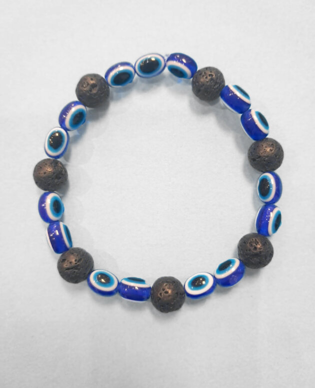 Evil eye bracelet with lava beads