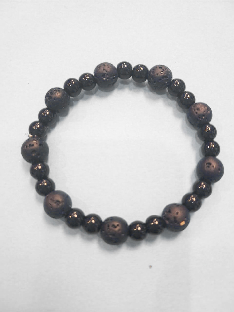 Diffuser lava bracelet with small black beads