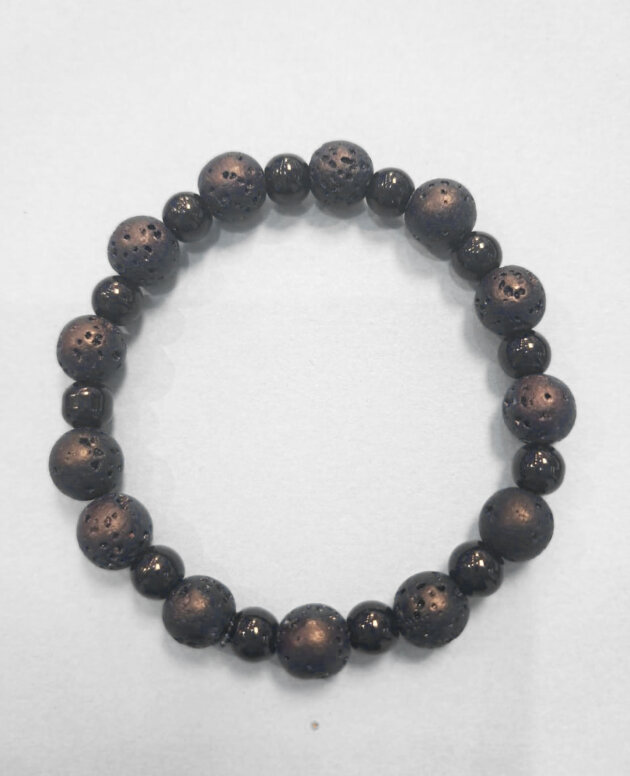 Diffuser lava bracelet with small black beads
