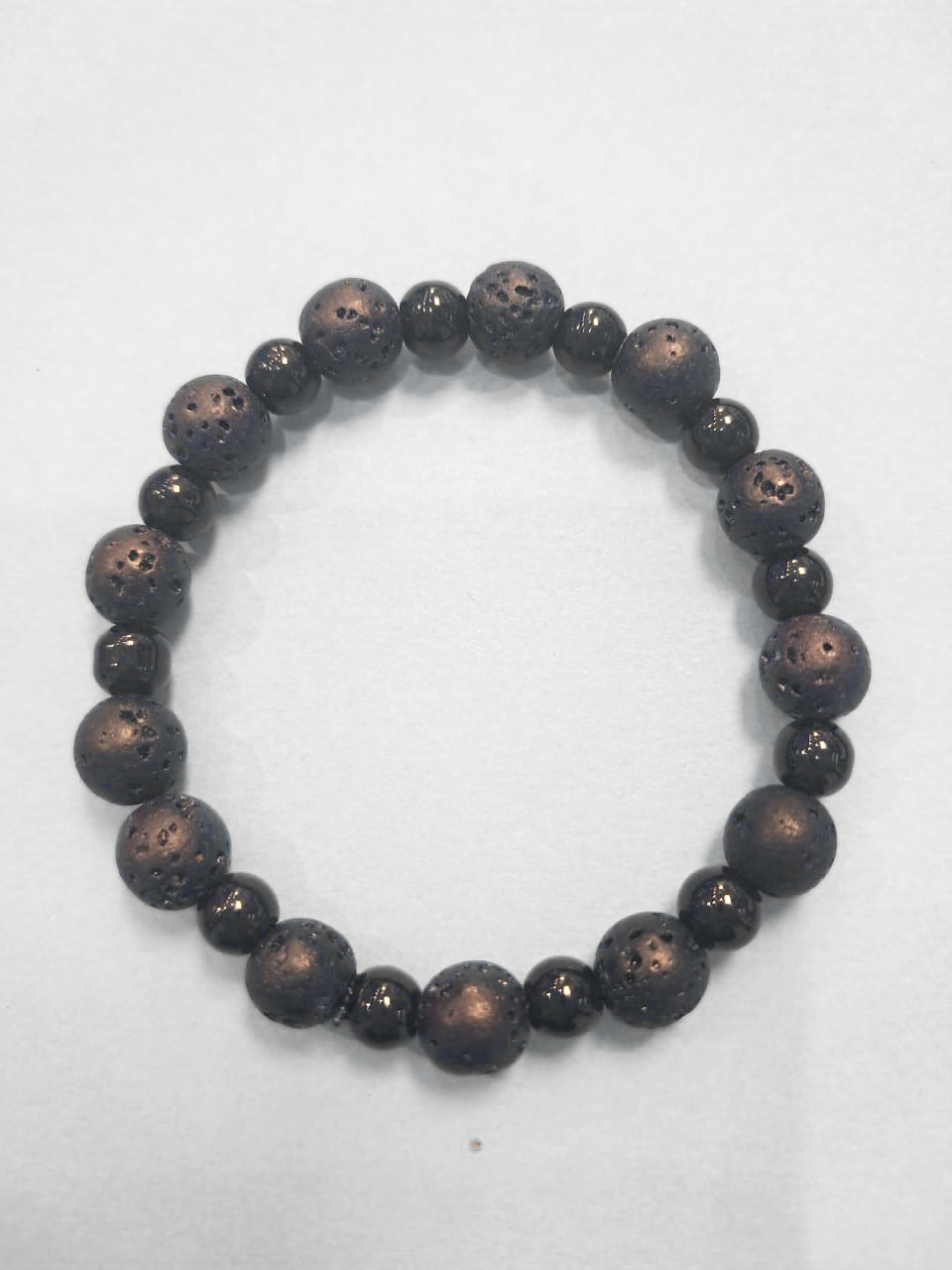 Diffuser lava bracelet with small black beads