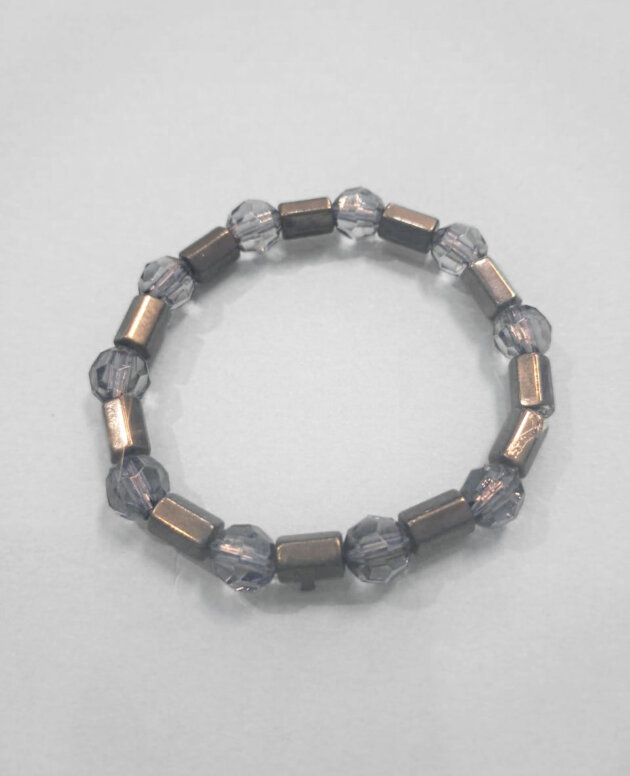Cylinder hematite and translucent beads
