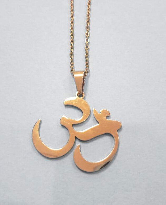Stainless steel pendant gold Ohm symbol