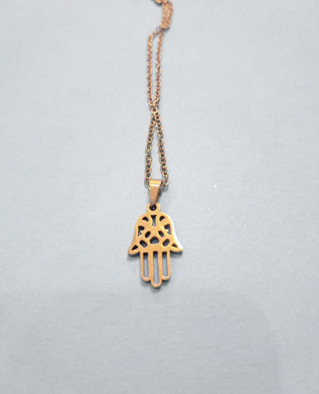 Stainless steel gold hamsa hand pendant