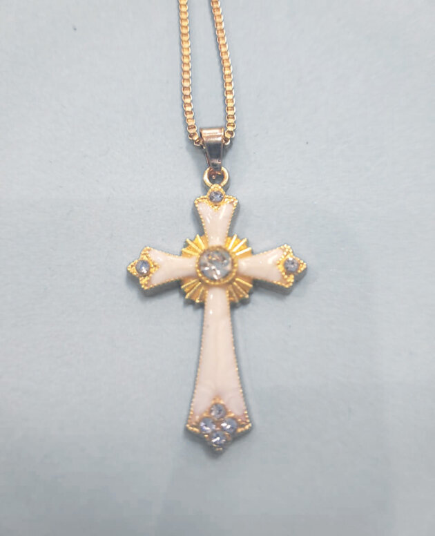 Gold and ivory cross with crystal detail