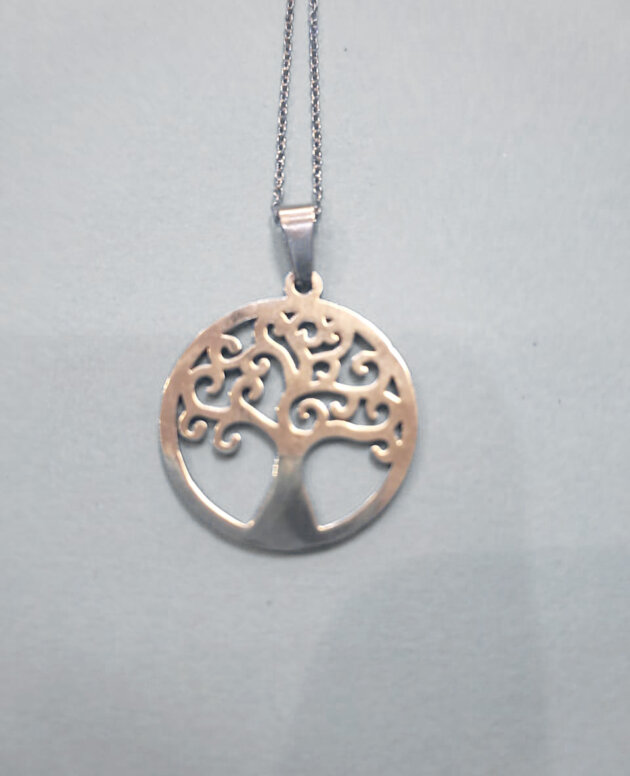 Stainless steel silver tree of life pendant